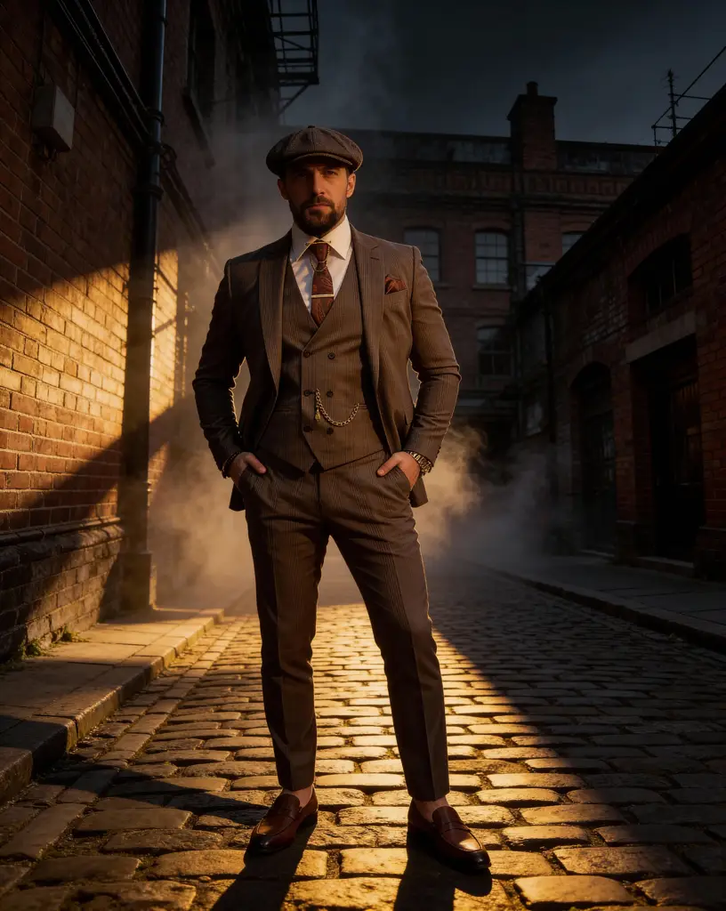 AI generated image for Brown Pinstripe Double-Breasted Suit