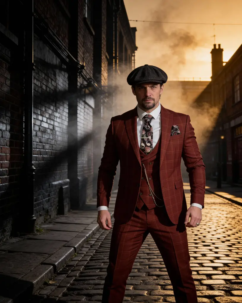 AI generated image for Rust Checkered Three-Piece Suit